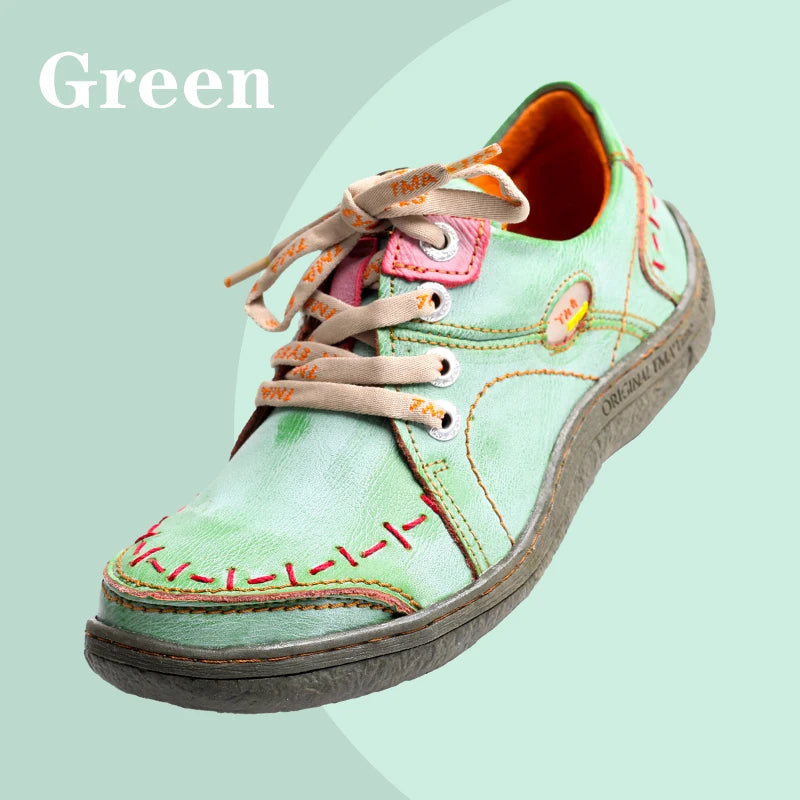 Hand-Stitched Leather Sneakers Shoes