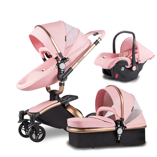 3 in 1 PU leather Baby Stroller