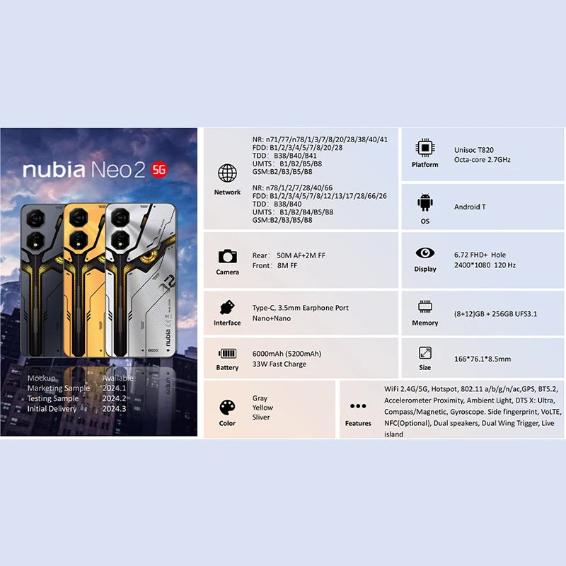 Global Version Nubia Neo 2 5G Mobile Phone