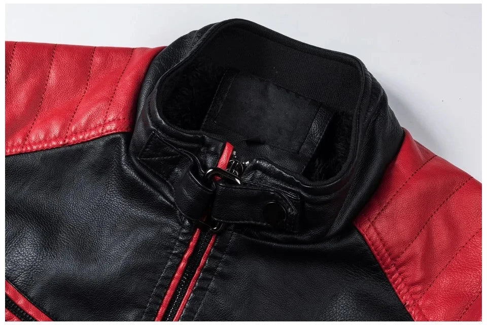 Men's Windproof Leather Motorcycle Jacket