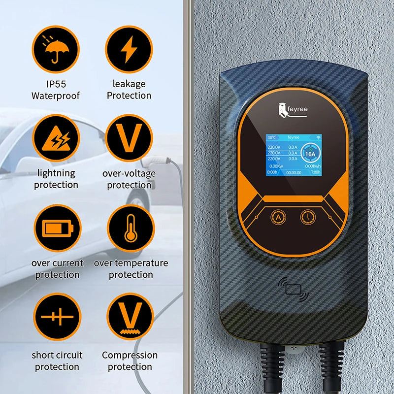 32A 22KW 3Phase 16A 11KW Electric EV Charger