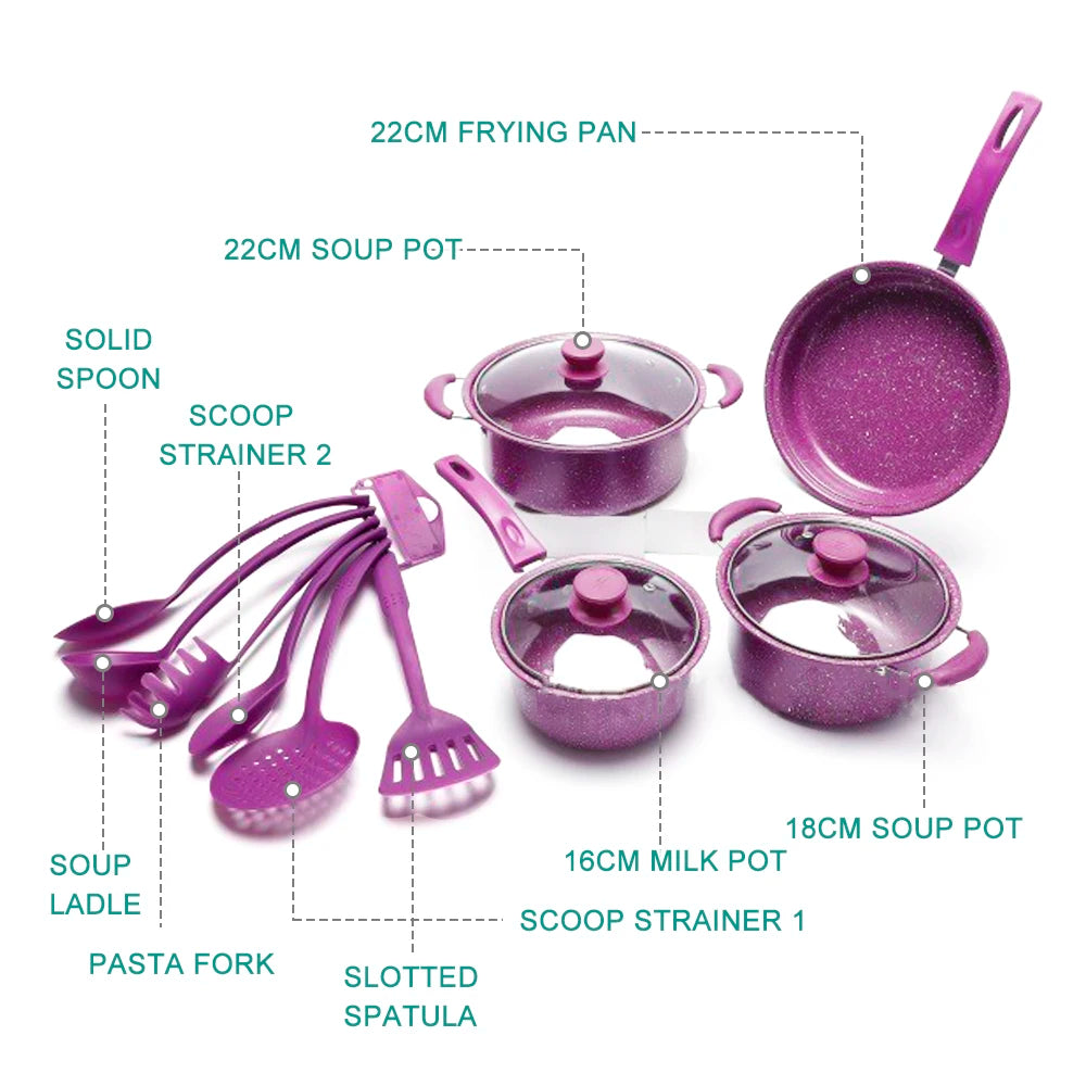13-Piece Non-Stick Cooking Pots Pan Set