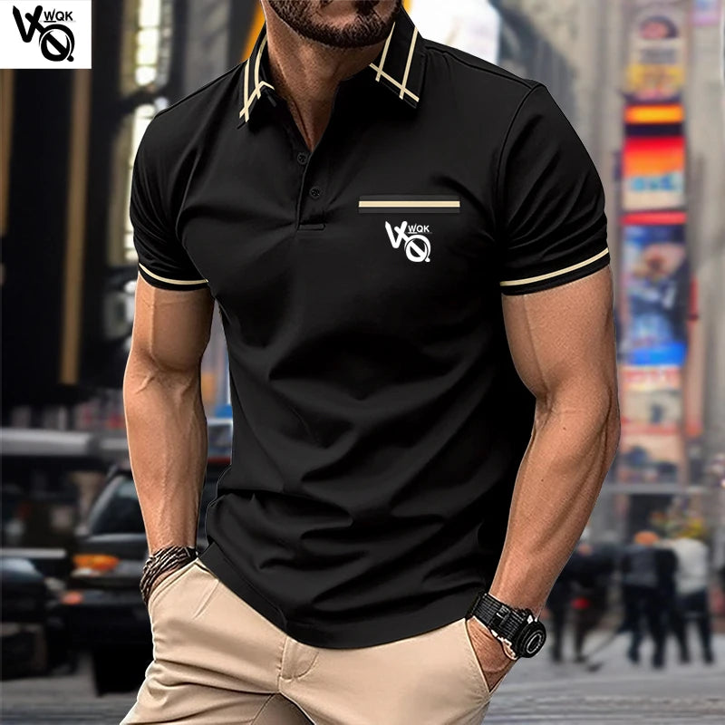 Summer Striped Polo Neck Short