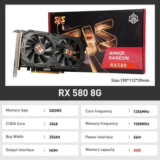 RX 580 8G 256Bit 2048SP GDDR5 Graphics Cards