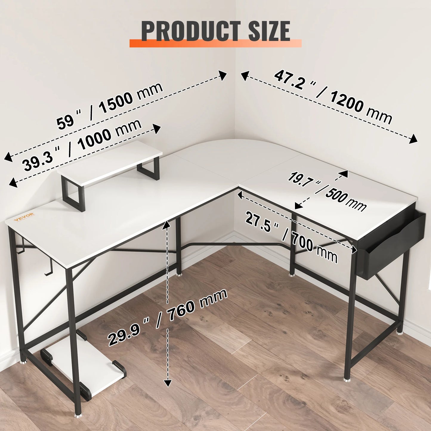 47"/54"/59''L Shaped Computer Desk
