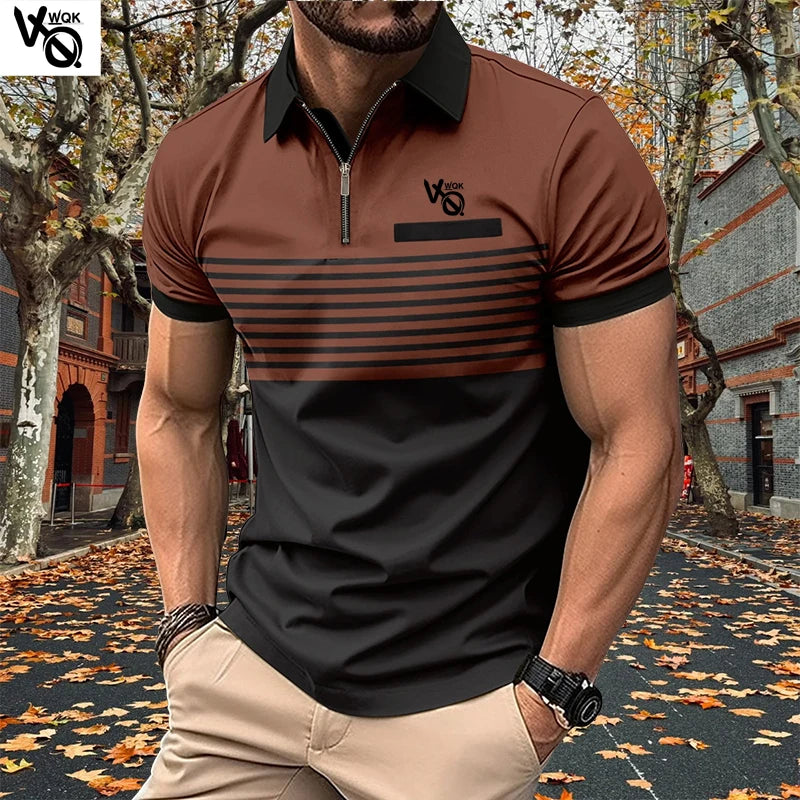 Summer Striped Polo Neck Short