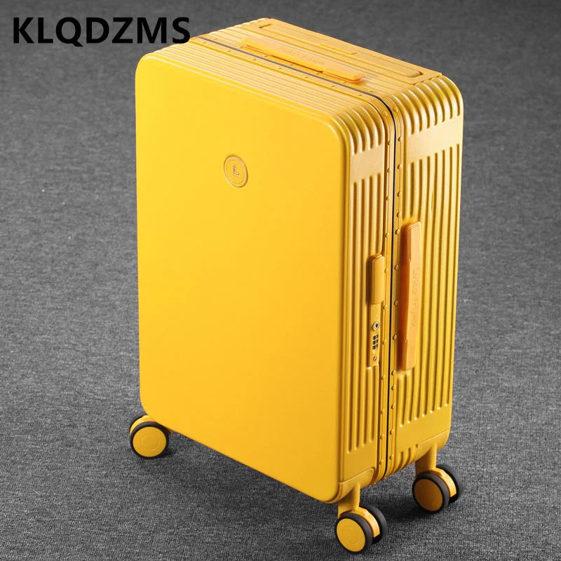 Men and Women Boarding Trolley Luggage