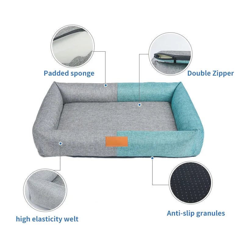 Dog Cotton Linen Material Washable Bed