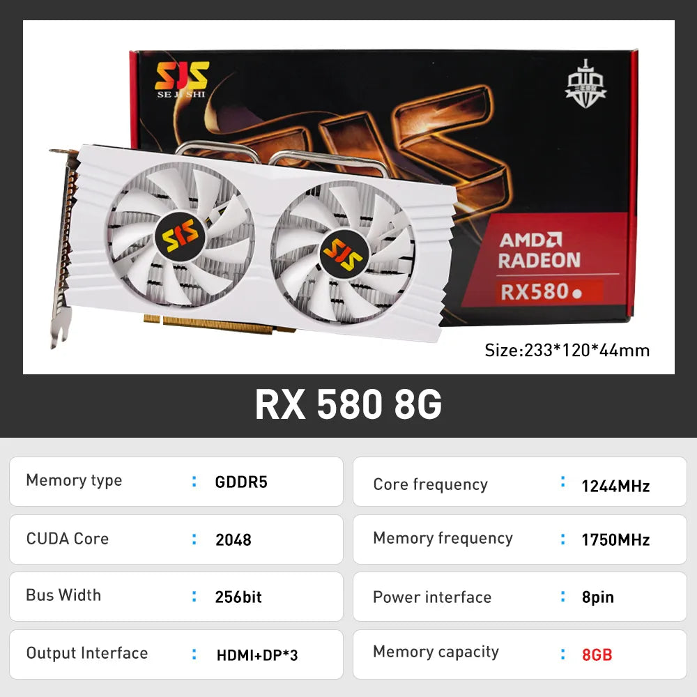 RX 580 8GB 2048SP 256Bit GDDR5 Graphics Card