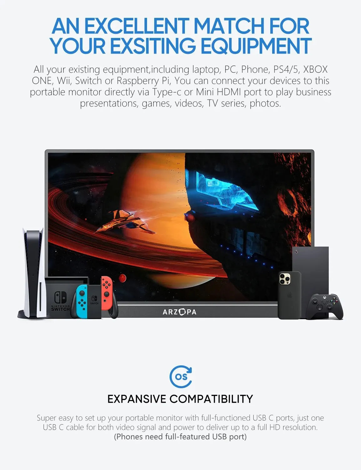 17.3" FHD 1080p External Monitor