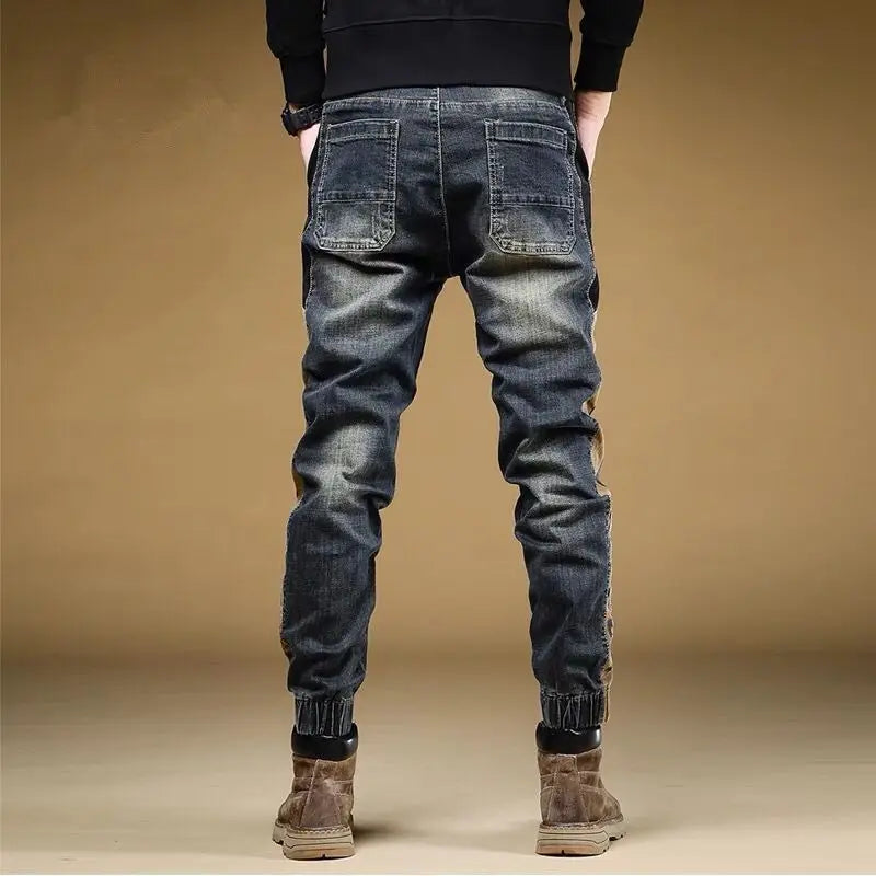 Male Winter Trend Elastic Cargo Jeans