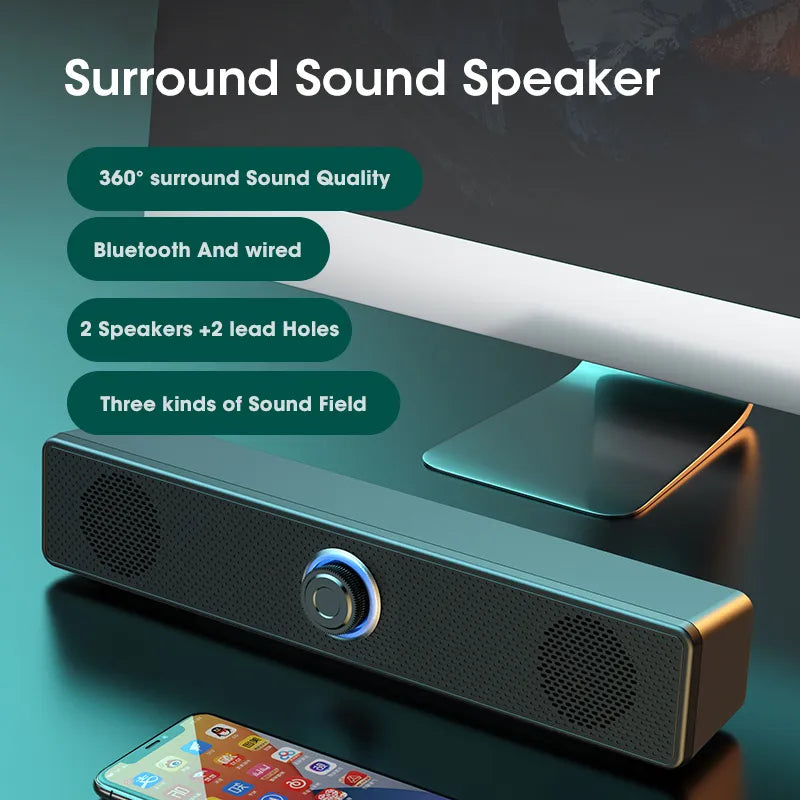 4D Surround Soundbar Computer Speaker