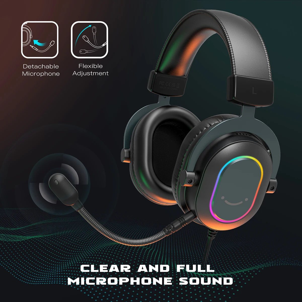 Fifine RGB Gaming Headset with Mic