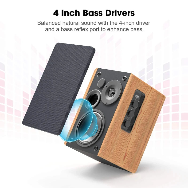 80W Powerful Wood Grain Bookshelf Speake