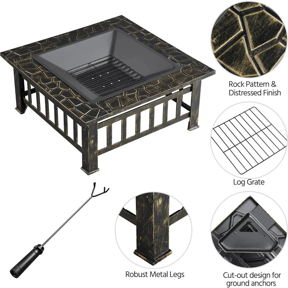 32in Fire Pits for Outside Outdoor Fire Pits Bonfire