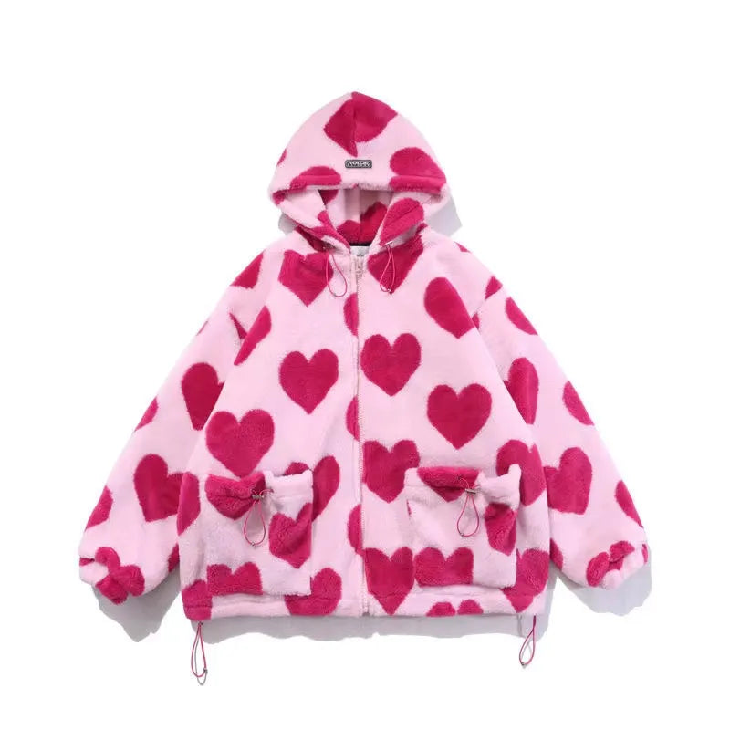 Women Love Printed Rabbit Fur Padded Jacket