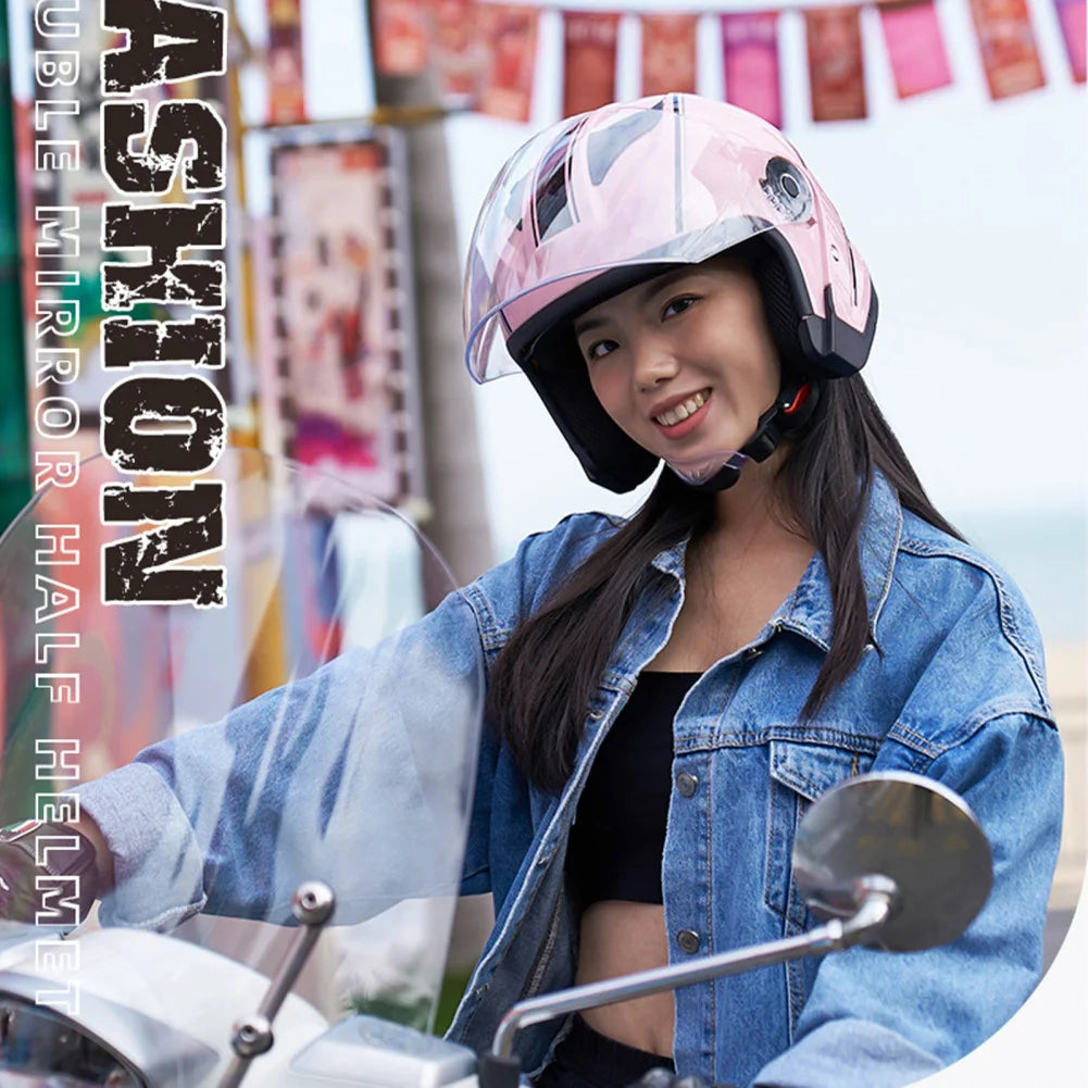 Motorcycle Dual Lens Open Face Helmet