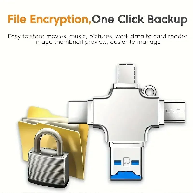 4 In 1 Memory Micro SD Card Reader For IPhone Ipad Android Mac PC Camera