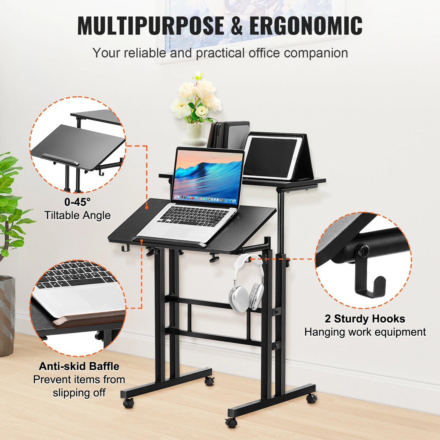 26.4"-44.9" Gas-Spring Height Adjustable Sit-Stand Desk