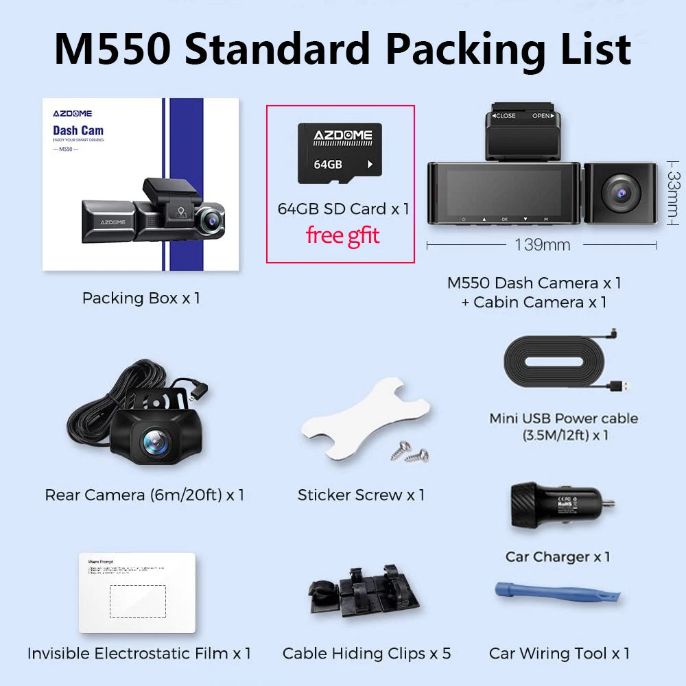 M550 3 Channel Dash Cam