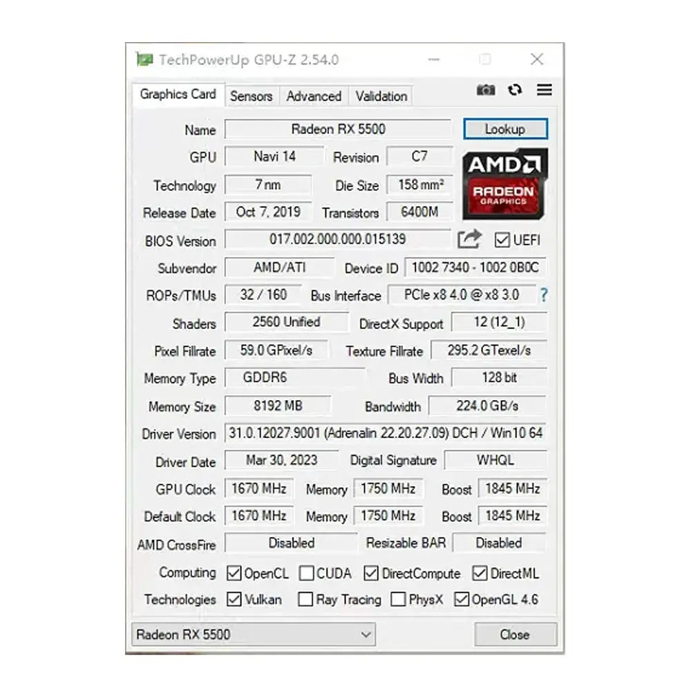 Radeon RX5500 8GB Gaming Graphics Cards