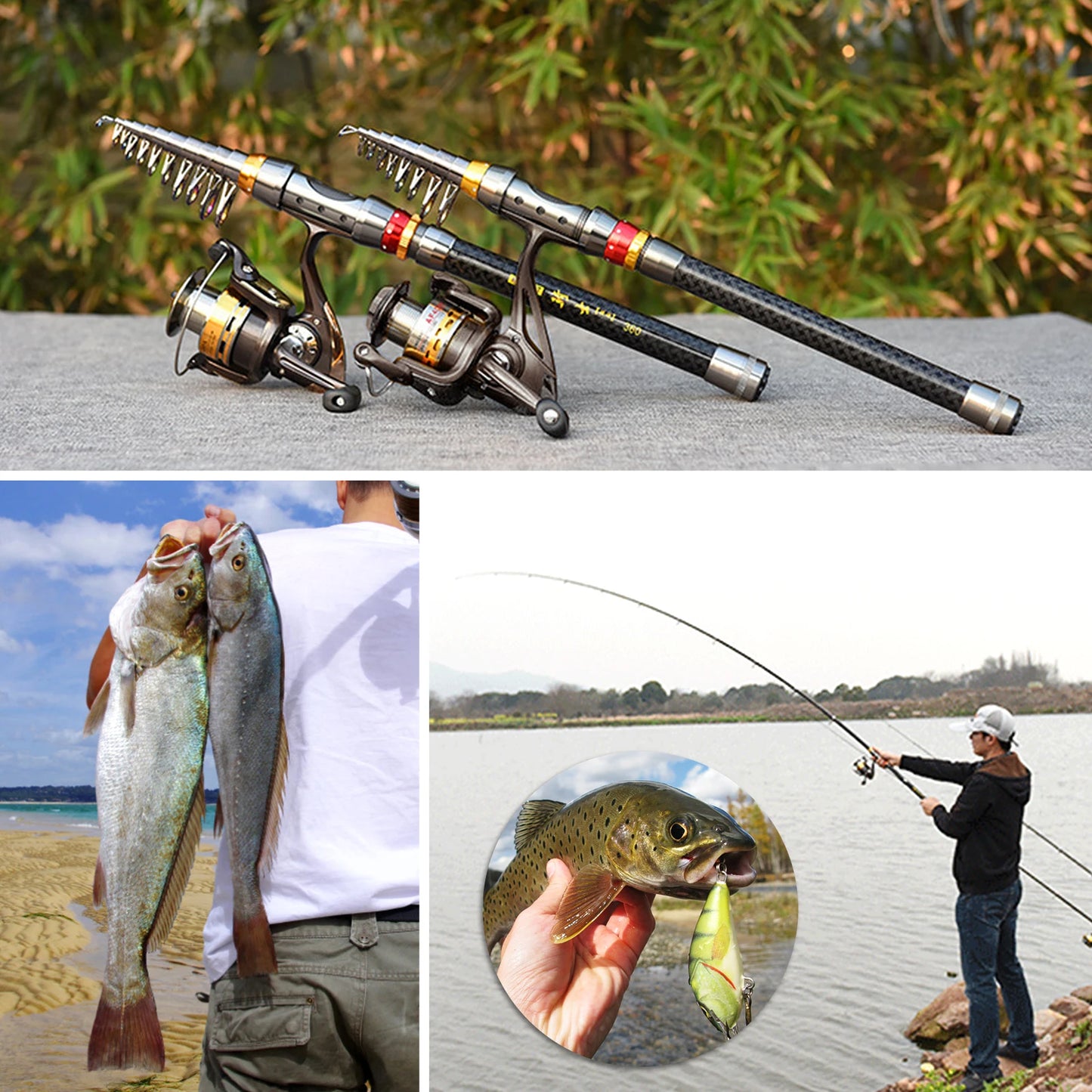 2 Piece Fishing Rod and Reel Combo Kit