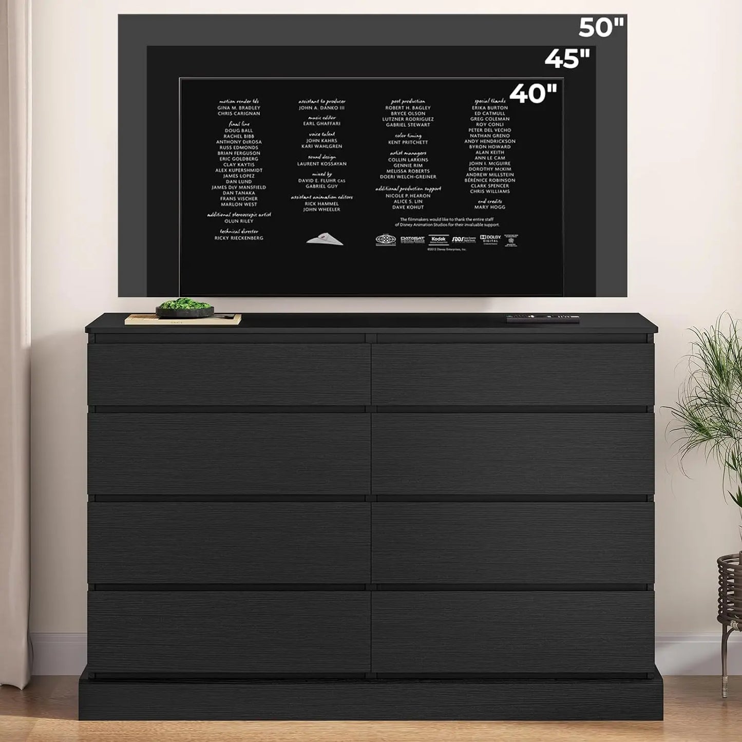 8-Drawer Black Bedroom Dresser