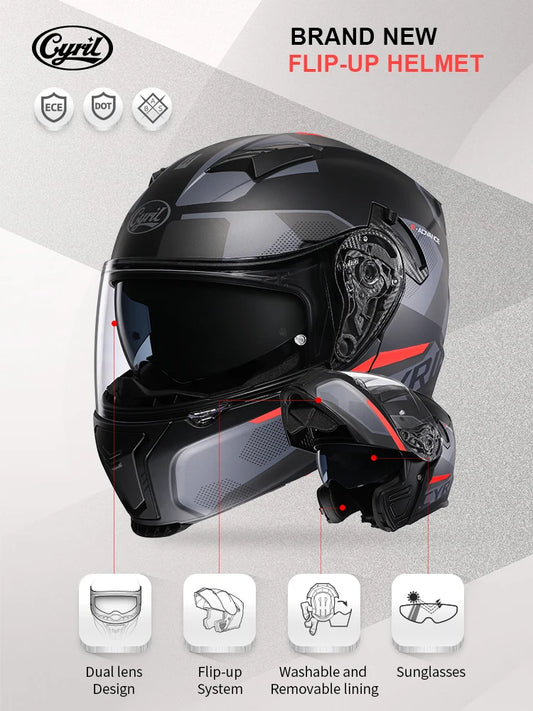 Dual Visor Flip-Up Helmet