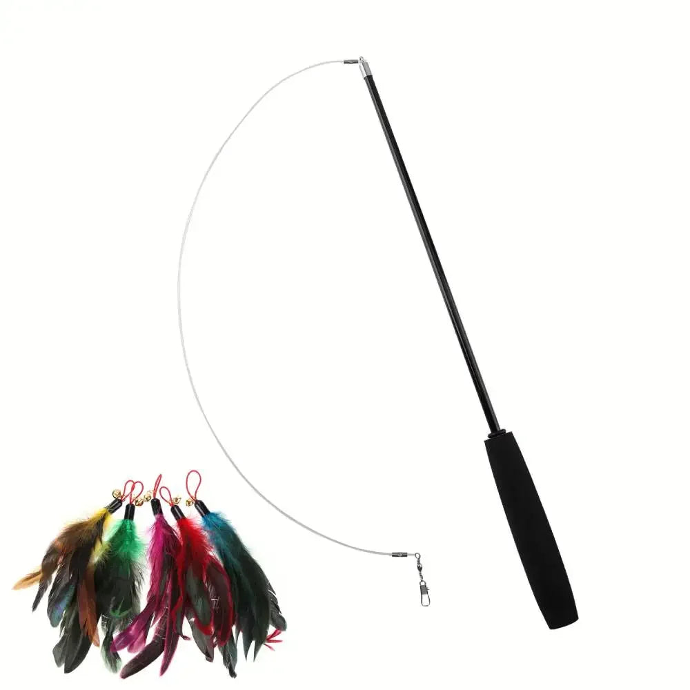 Cat Teaser Wands Three-section Telescopic Fishing Pole Toys