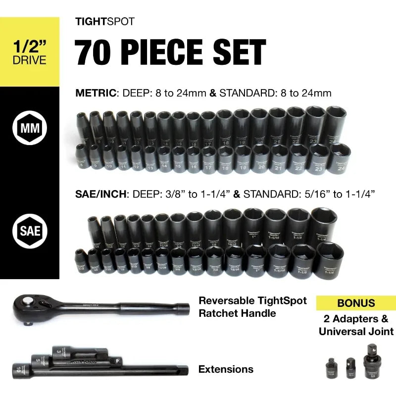 1/2" Drive 70pc Impact Socket  SET