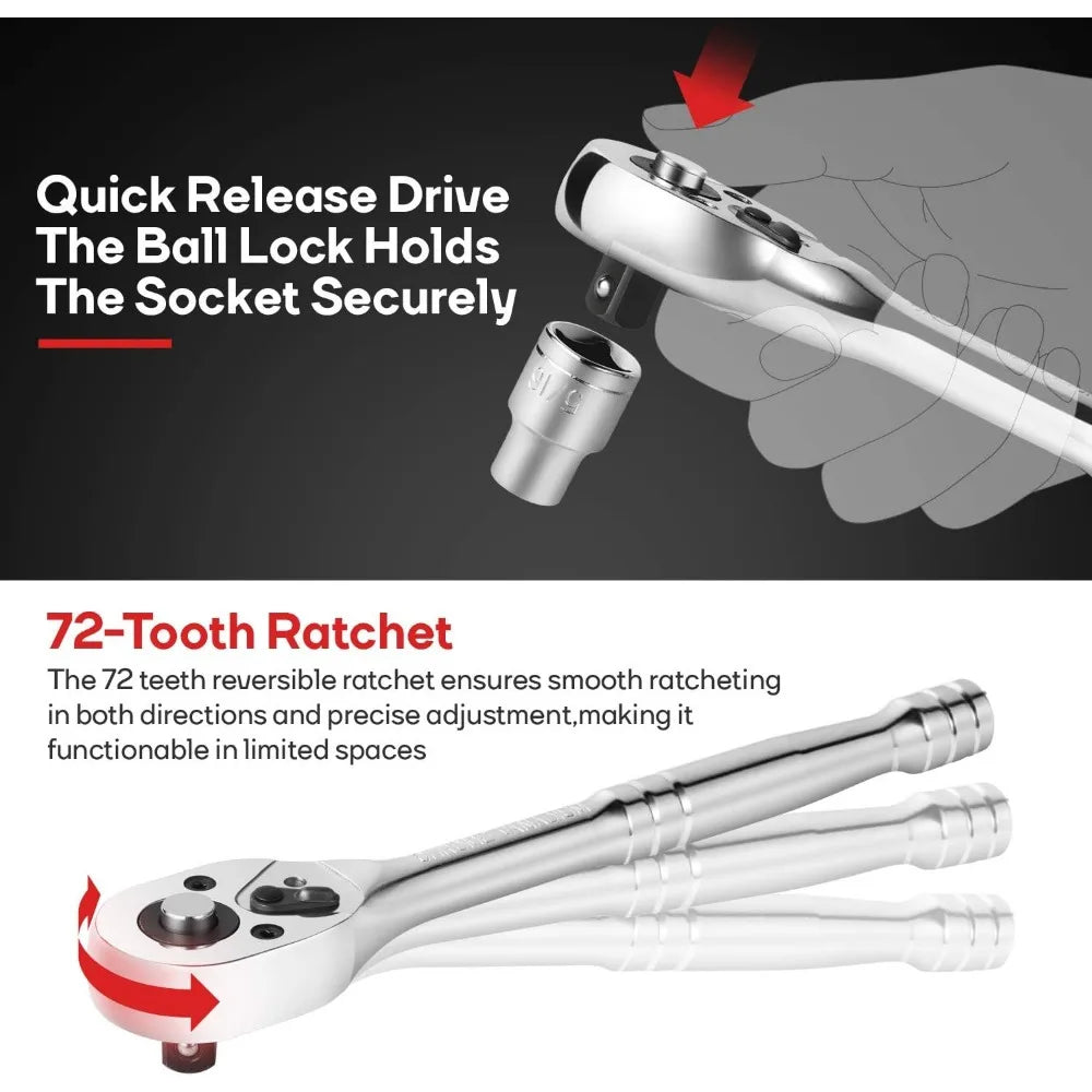 248 Pieces Mechanics Sockets Tool Kit