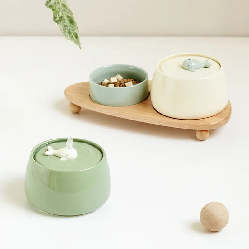 1.3 L USB Charging Ceramic Cat Water Fountain