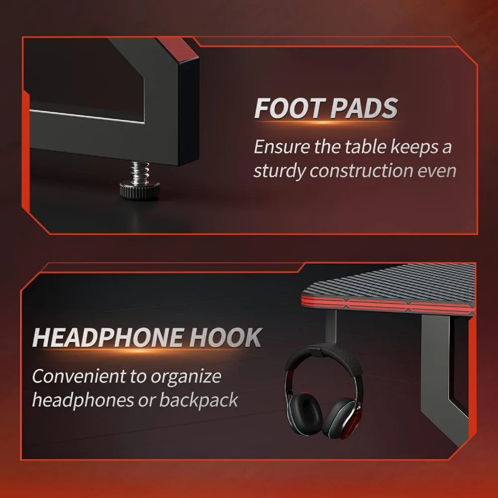 Z Shaped 55 inch Gaming Computer Desk
