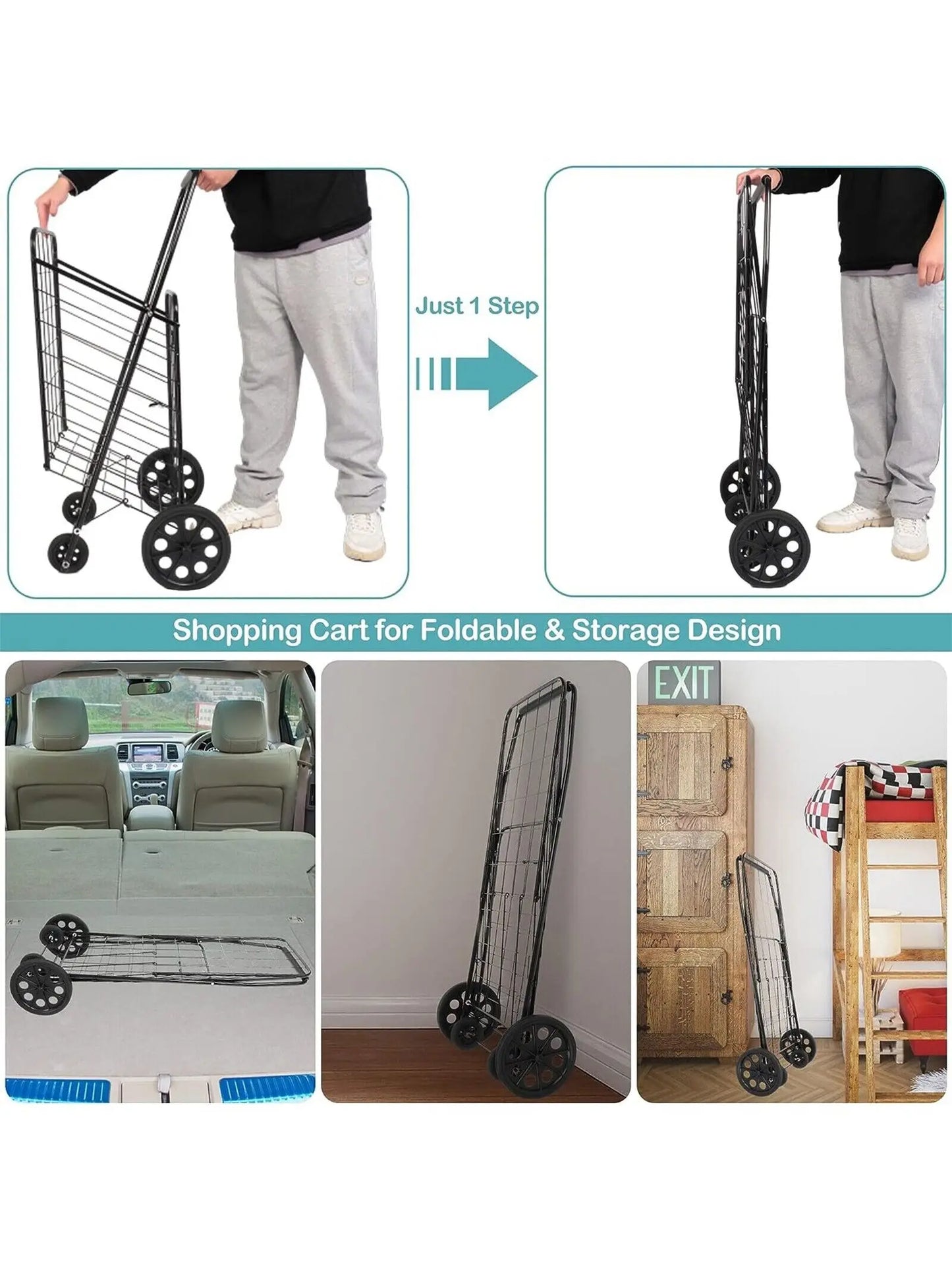 Folding Laundry Travel Shopping Cart