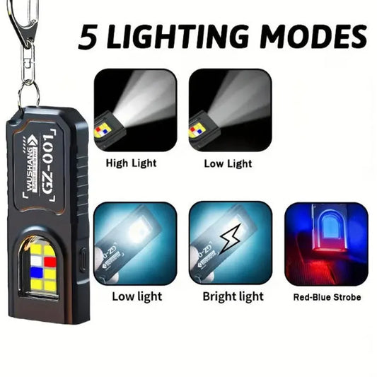Powerful Mini COB LED Keychain Flashlight USB C Rechargeable