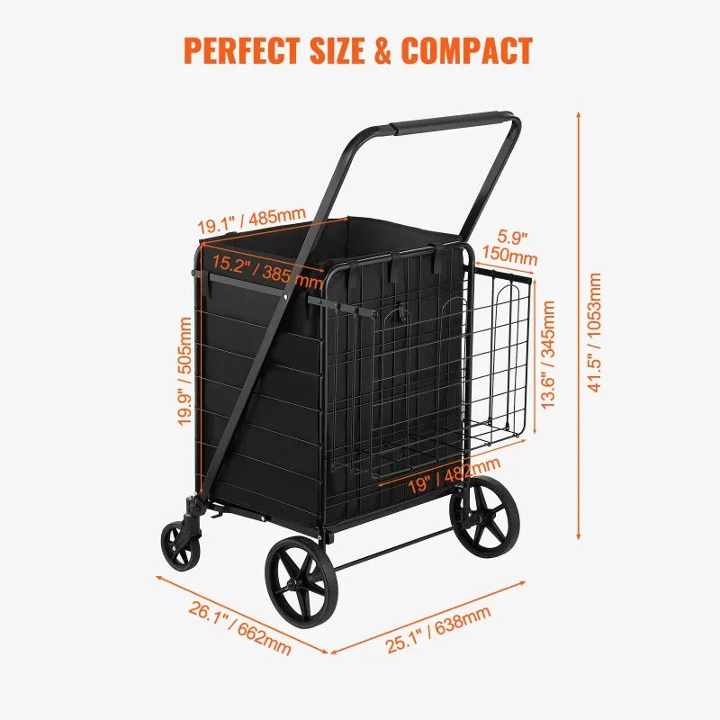 330lbs Heavy Duty Folding Shopping Cart