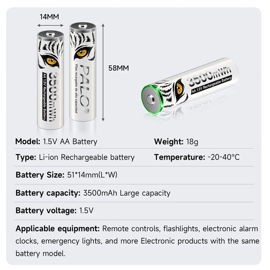 1.5V AA Li-ion Rechargeable Battery