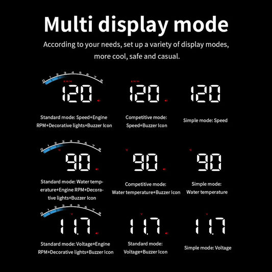 HD M6S HUD Car Head Up Display Security Alarm Windshield