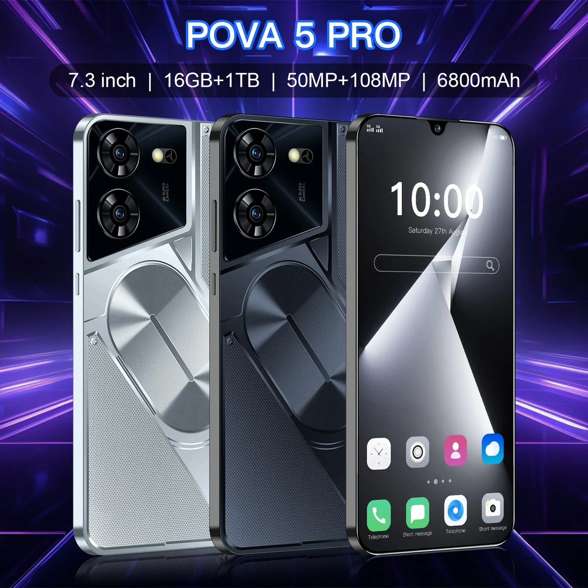 5G 7.3 Inch 16GB+1TB Android 13 Phone