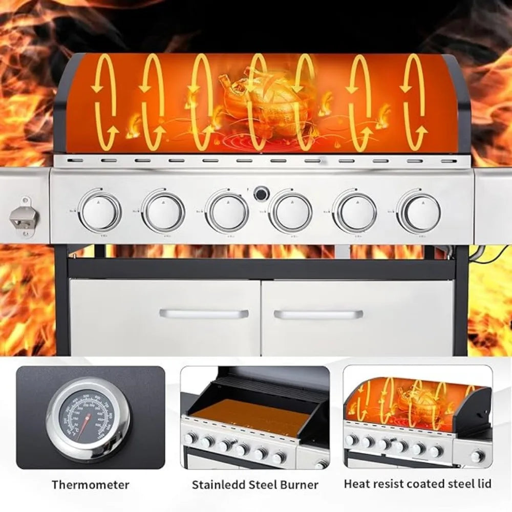 6 Burner BBQ Propane Gas Grill