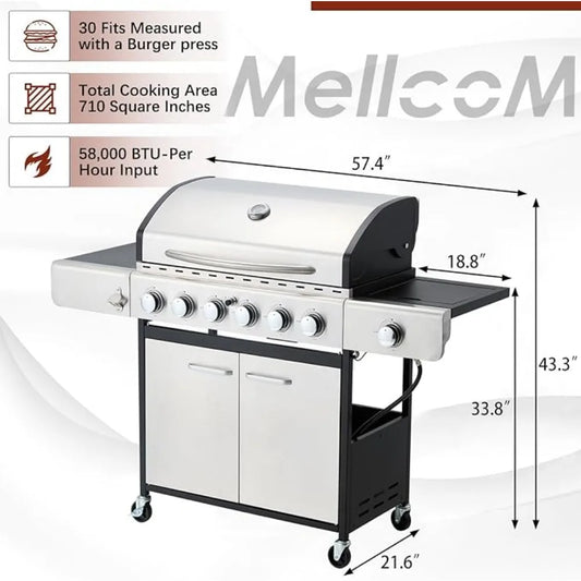 6 Burner BBQ Propane Gas Grill