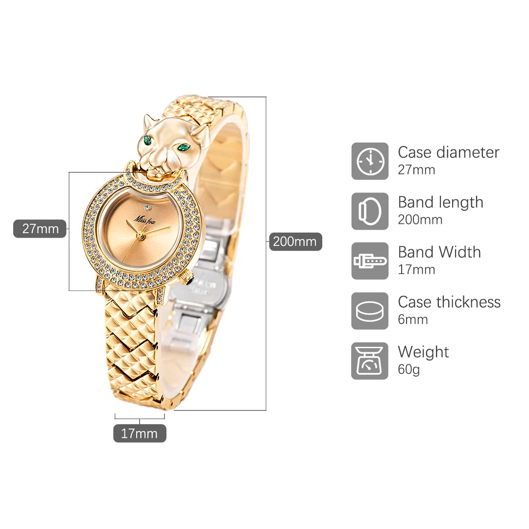 Leopard 3D Bling Diamond Quartz Women Watch
