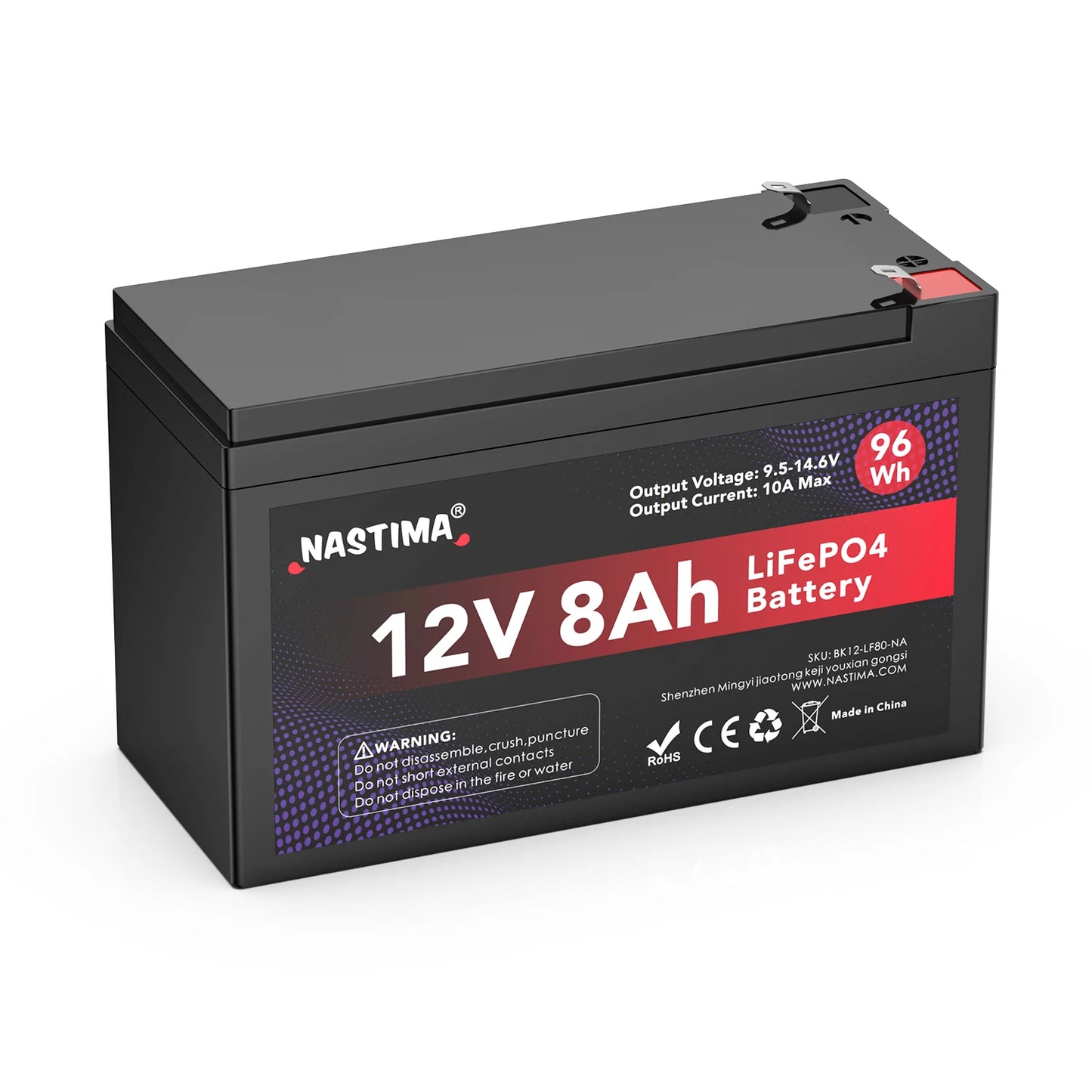 12V 8Ah LiFePO4 Fish Finder Rechargeable Battery