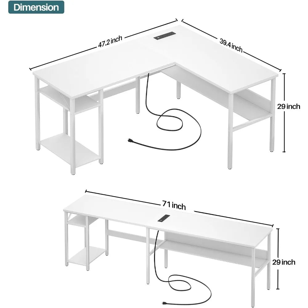 Home Office Reversible L Shaped Computer Desk