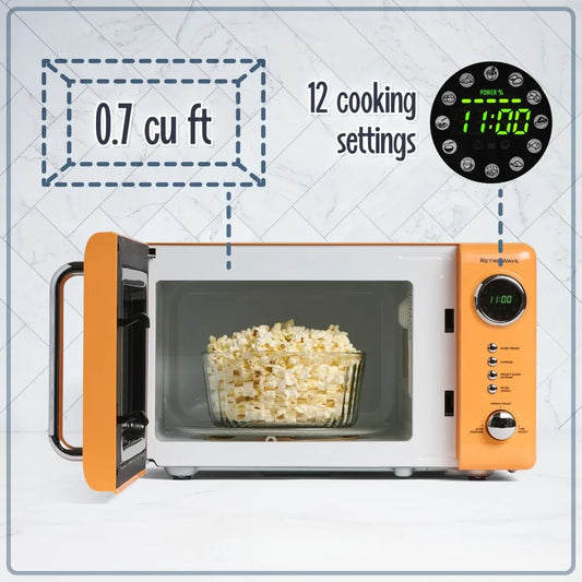 Retro Compact Countertop Microwave Oven