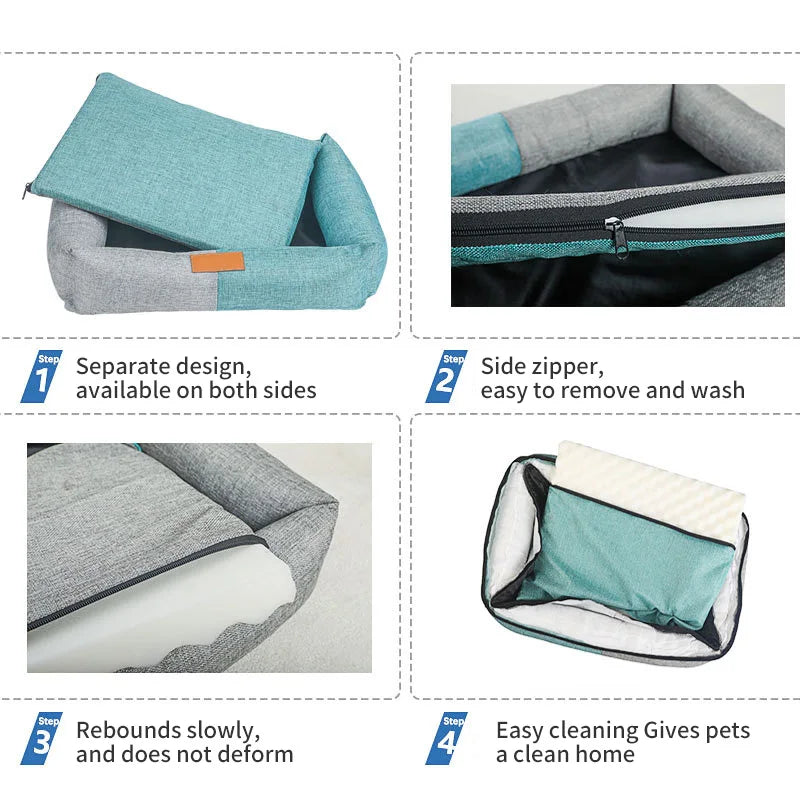 Dog Cotton Linen Material Washable Bed