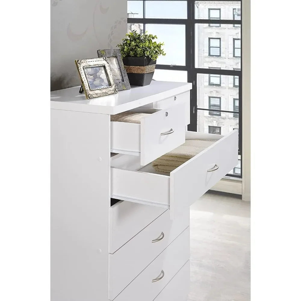 Double-Lock White Drawer Chest