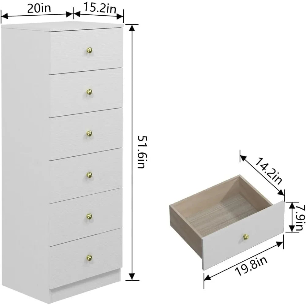 Bedroom 6 Drawer Vertical Dresser