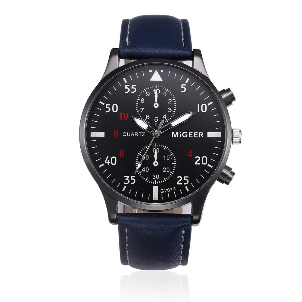 Men Leather Sport Watch