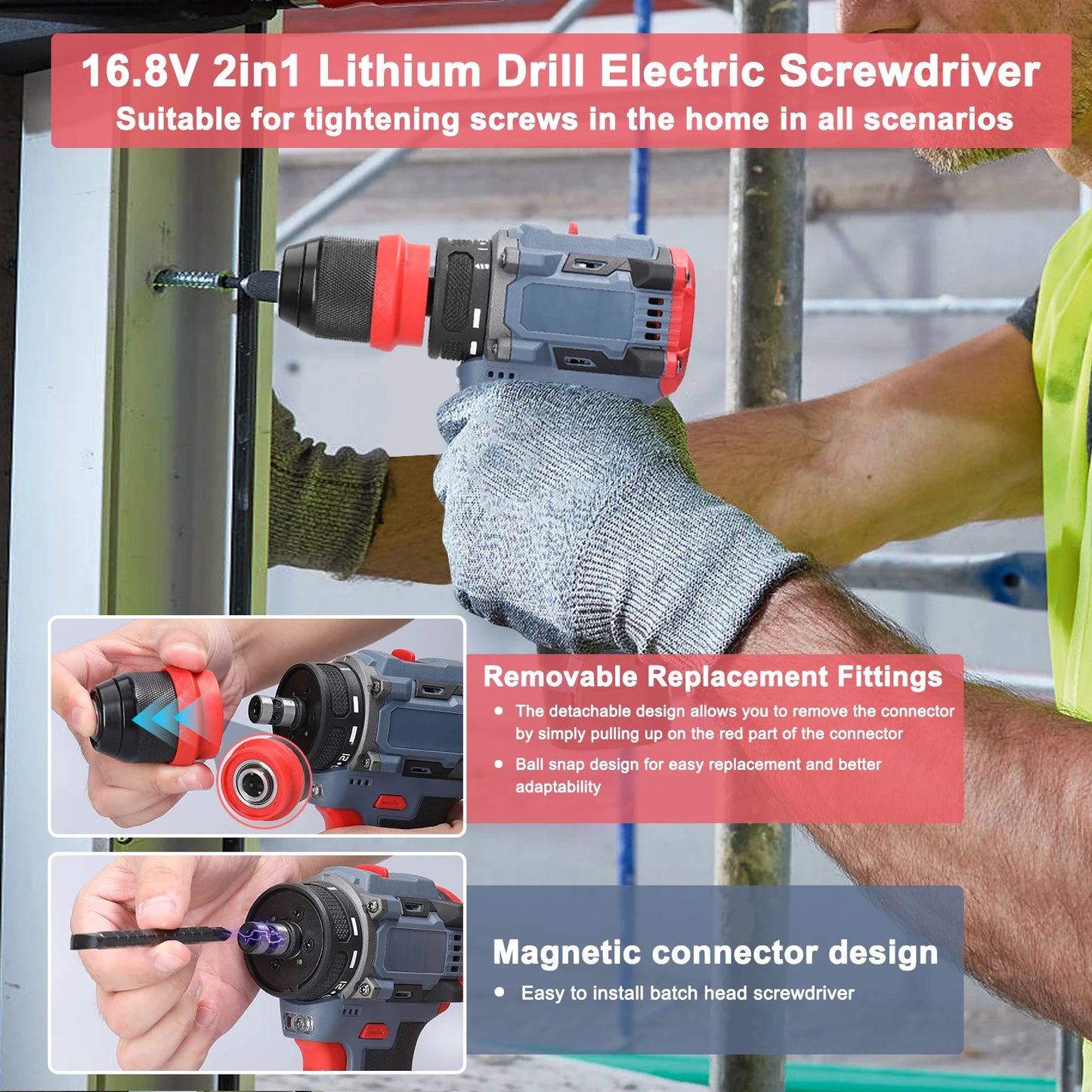 16.8V/21V 2in1 Lithium Drill Electric Screwdriver